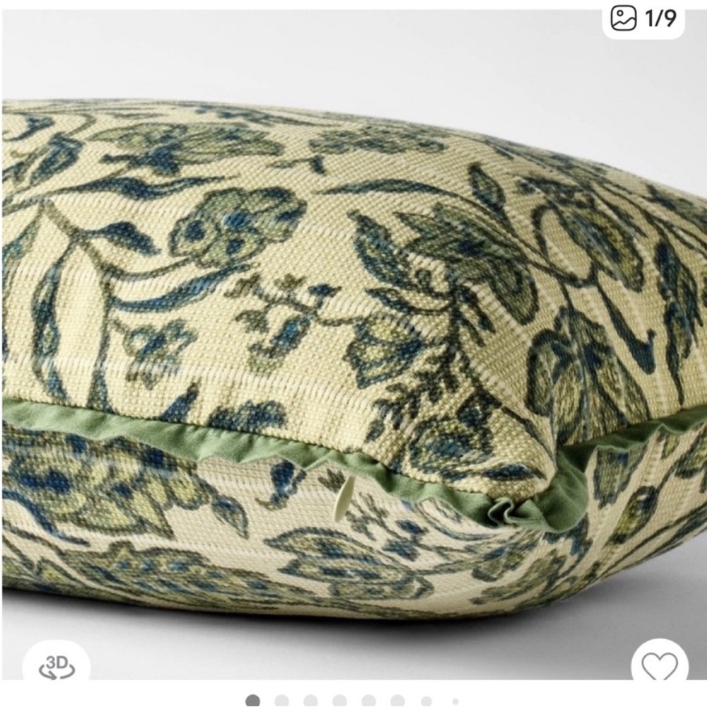 Studio McGee Jacobean Floral Accent Pillow in Green , 14” x 24”